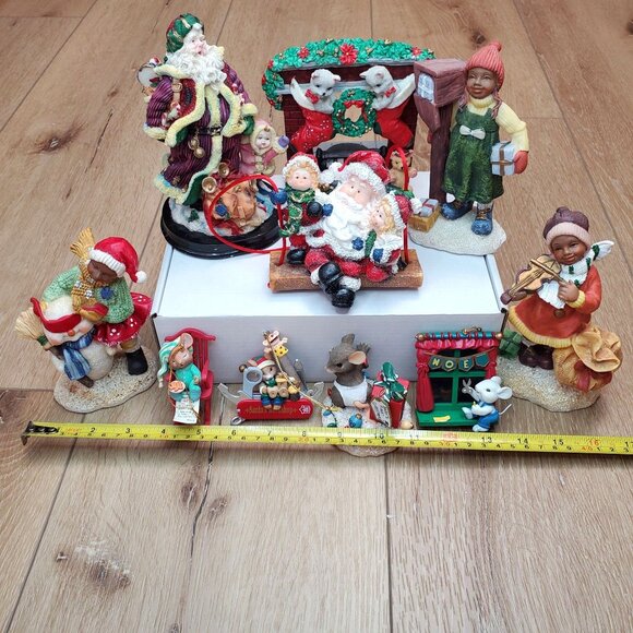 Vtg Lot of 10 Christmas Figurines Statues Holiday Ornaments Table Decor Santa - Picture 2 of 16